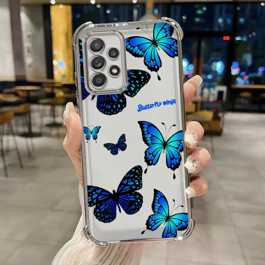 Funda de teléfono con mariposa roja y azul para Samsung Galaxy A52 A17 A13 A35 A36 A26 A21s A33 A24 A25 A16 A15 - imagen 3