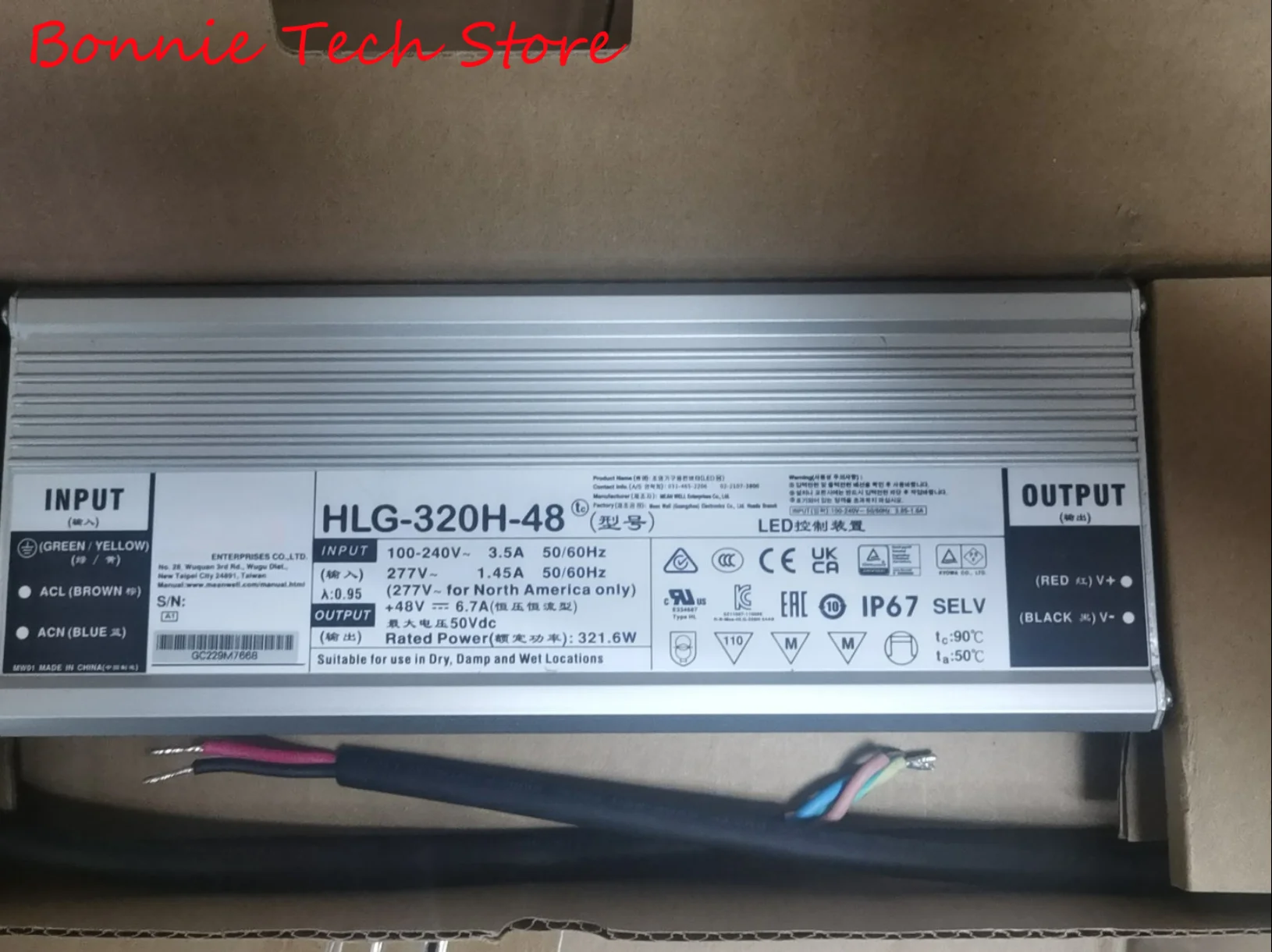 HLG-320H-48 para fuente de alimentación MEAN WELL, voltaje constante de 320 W + controlador LED de corriente constante - imagen 4