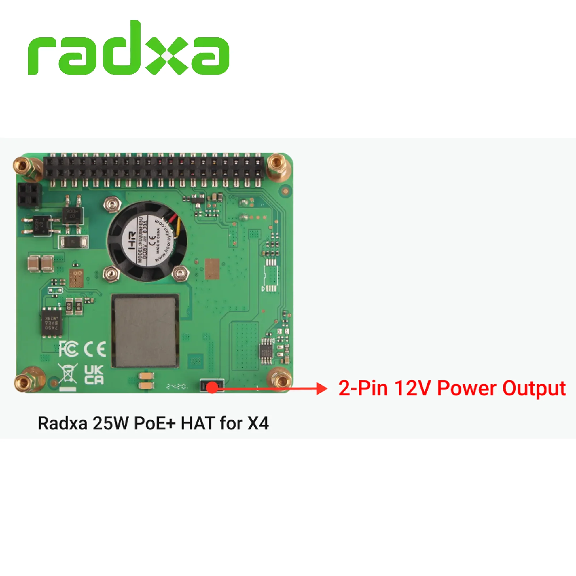 Radxa 25W PoE + HAT para Radxa X4 One Cable para fuente de alimentación y red ventilador de velocidad ajustable - imagen 5