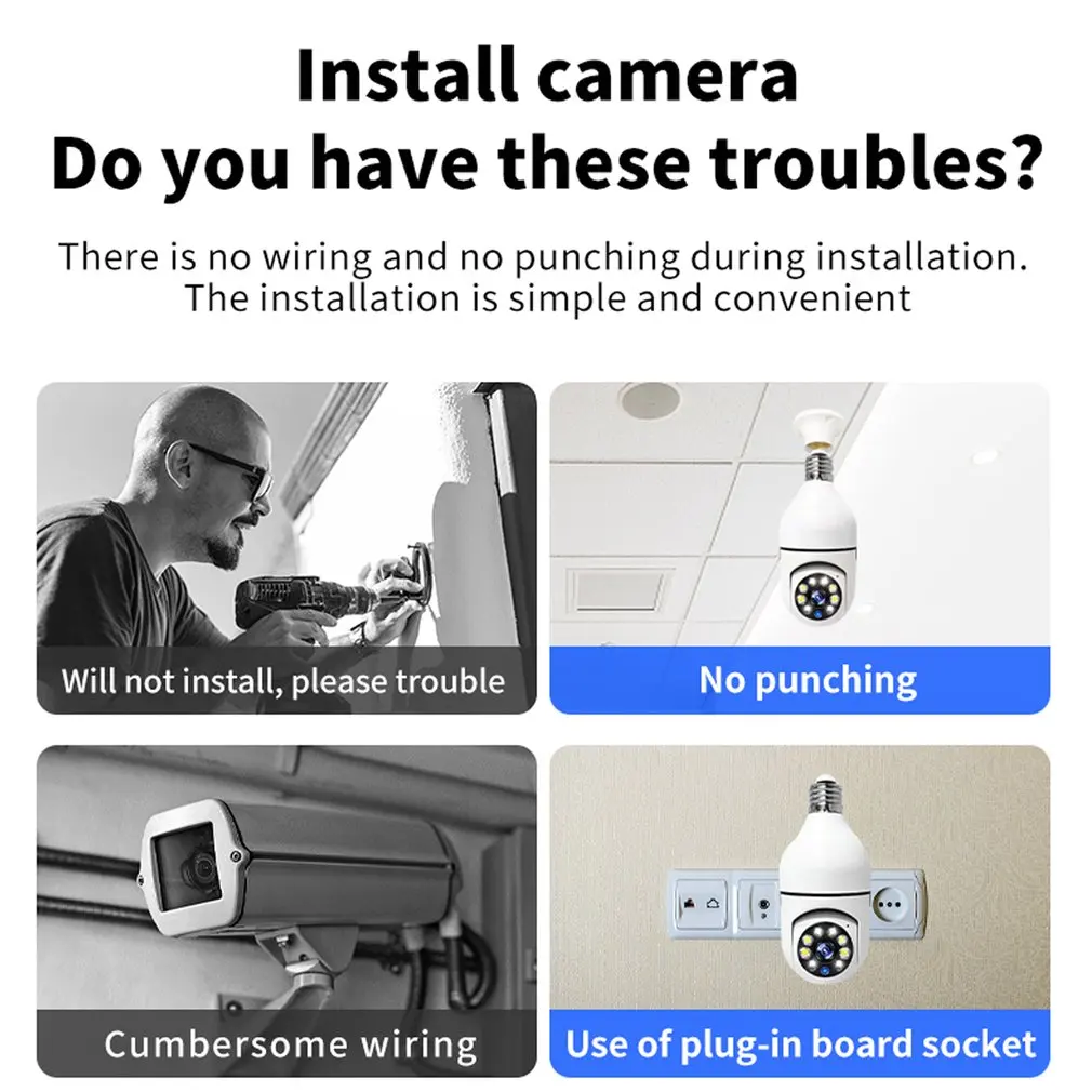 2025 caliente E27 tornillo cámara WIFI vigilancia bombilla cámara a todo color iluminación diurna y nocturna doble luz 360 rotación Dropshipping - imagen 5