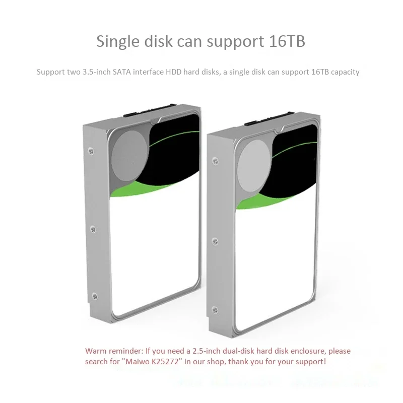Gabinete de matriz de disco duro Dual, puerto serie SATA de 3,5 pulgadas, matriz de disco duro con función RAID, caja de matriz de discos USB3.1 TypeC Gen2 de escritorio - imagen 3
