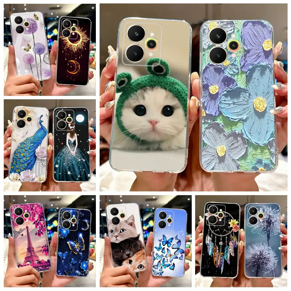 Para Realme 15 Pro 5G funda RMX5101 lindo gato flores pintado cubierta suave funda de teléfono delgada para Realme 15 Realme15 Pro 5G Fundas Coque