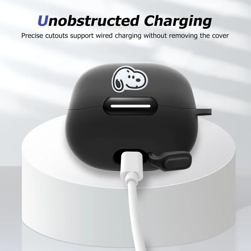 MINISO-funda para auriculares Snoopy para Anker Soundcore Liberty 4 NC/AeroFit Pro, funda protectora de silicona suave con llavero - imagen 3