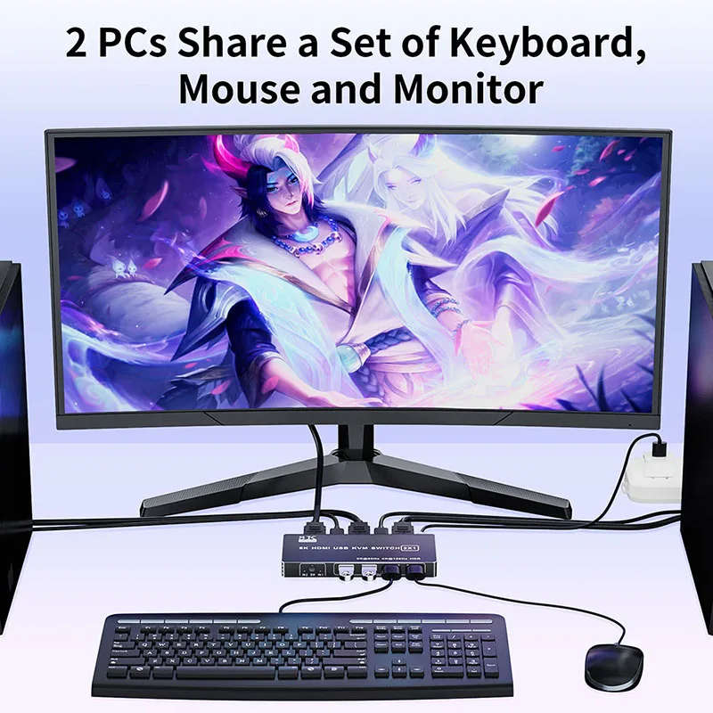 Conmutador KVM HDMI 4K 120Hz con USB 3,0 puerto Dual 8K HDMI 2,1 USB KVM conmutador Hub Box HDMI 2,1 conmutador para PC portátil HDMI USB - imagen 2