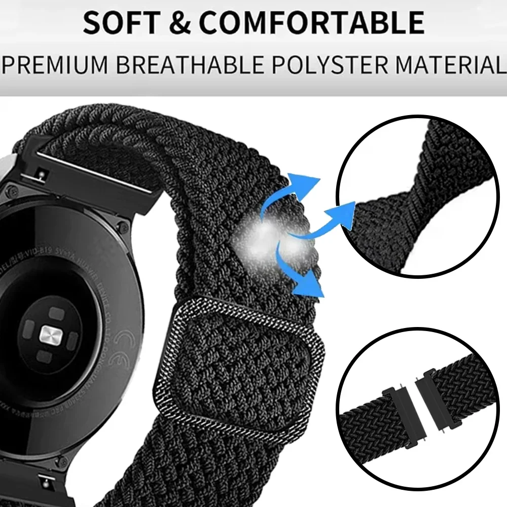 Correa tejida de nailon de 20mm y 22mm para pulsera deportiva AMAZFIT BIP 6 5 Active 2 para Amazfit BALANCE 2 GTS 4 mini/GTR 4 3 2e, correa de repuesto - imagen 3