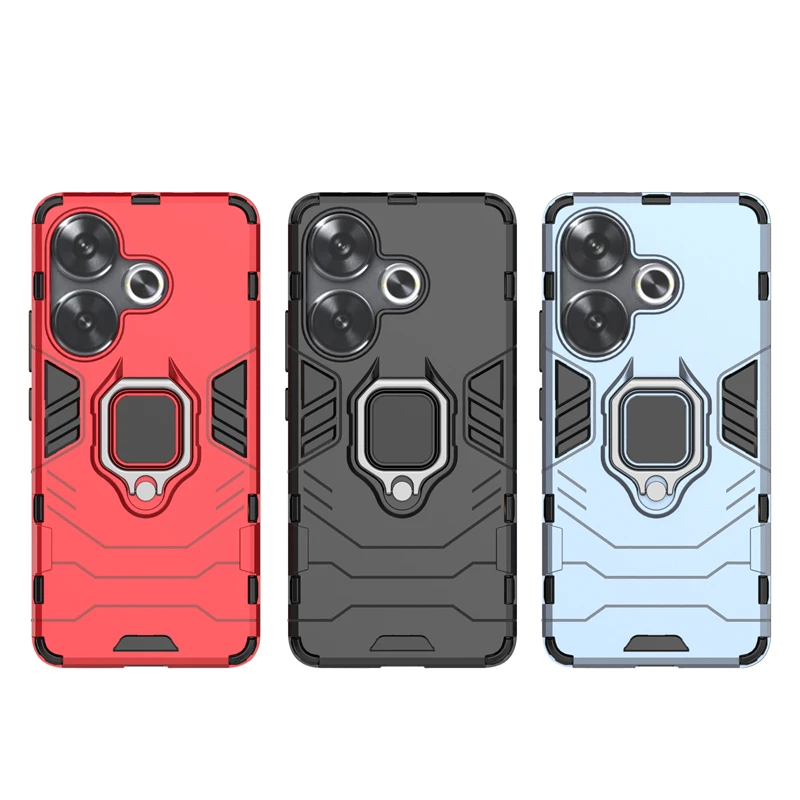 Para Poco F6 funda XiaomiPoco F6 Capas nuevo teléfono a prueba de golpes armadura trasera PC parachoques anillo magnético soporte cubierta Poco F6 Fundas - imagen 5