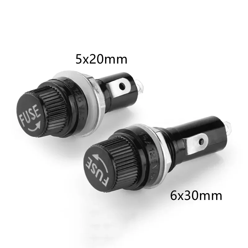 5 unids/lote 5x20mm 6x30mm carcasa de fusible de vidrio 5*20 6*30 enchufe de tubo de seguro para soporte de fusible de montaje en Panel de seguro