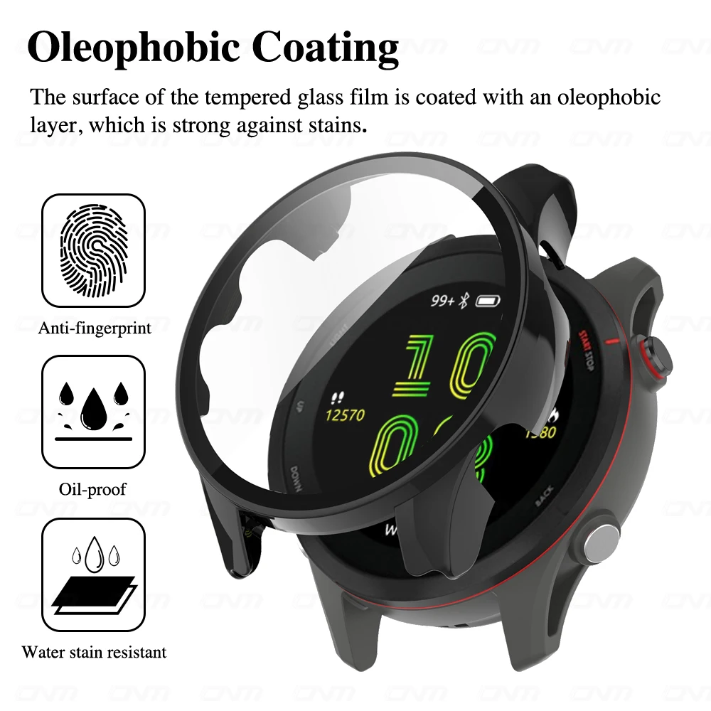 Funda protectora de pantalla para Garmin Forerunner 255/255S, carcasa protectora dura de PC con cubierta de vidrio templado, accesorios - imagen 3