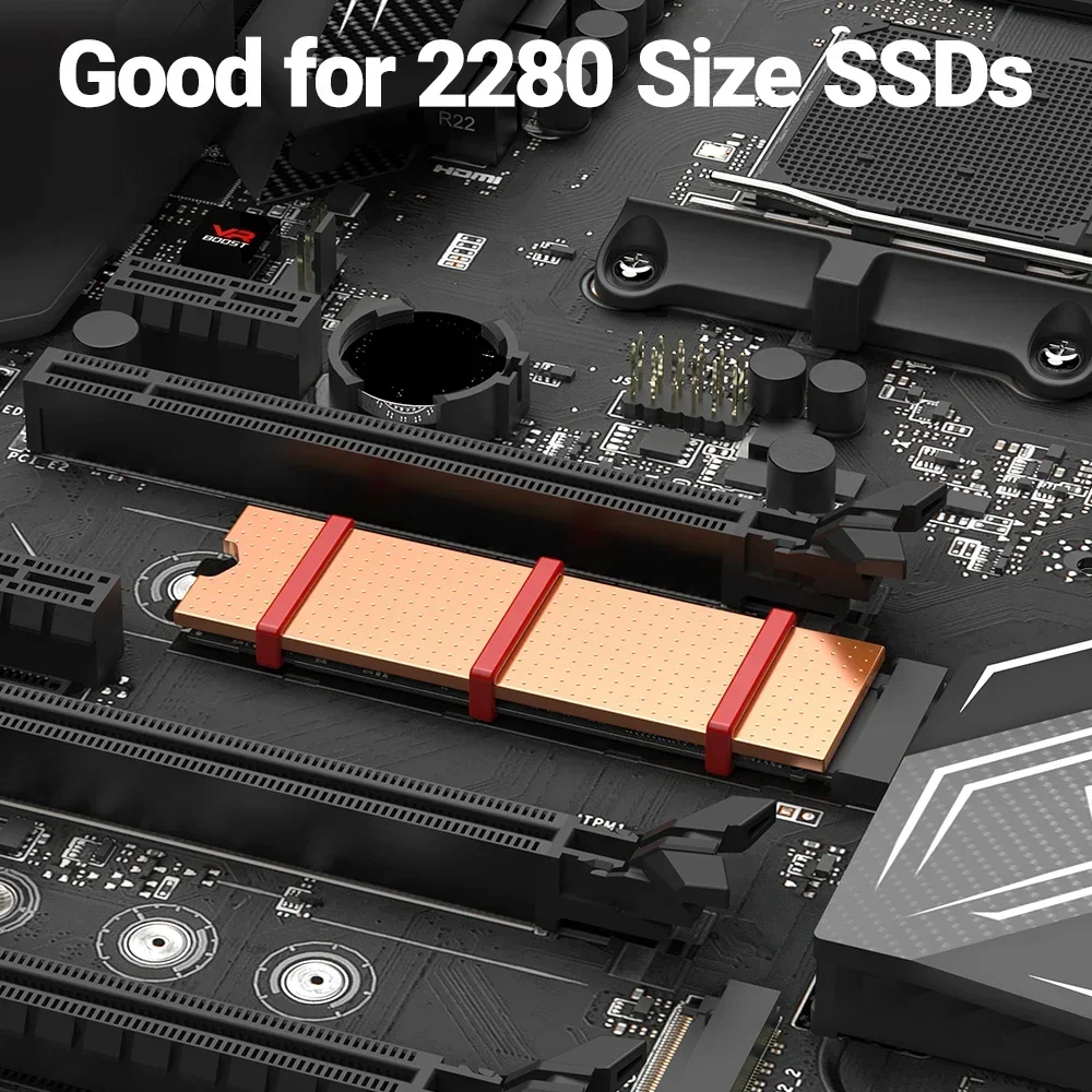 Disipador de calor JEYI Copper M.2 con almohadillas nano térmicas, radiador de disco de estado sólido NVMe NGFF Pure Copper SSD para ordenador portátil y de escritorio - imagen 3