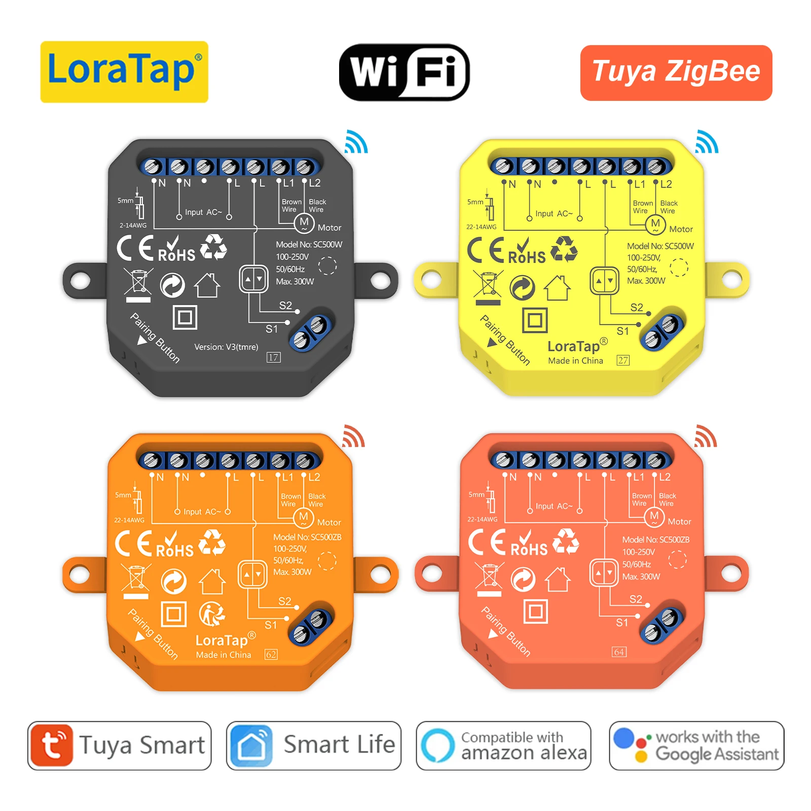 LoraTap Tuya Smart ZigBee y Wi-Fi cortina persianas módulo de interruptor porcentaje Control remoto por voz por asistente de Google Alexa
