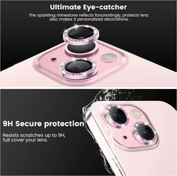 Protector de lente de cámara con purpurina azul para iPhone