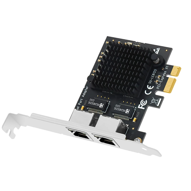 Tarjeta de red PCIE NIC 2500Mbps adaptador de red RTL825BG Chip PCI Express X1 a 2 puertos RJ45 Gigabit Ethernet 2,5 Gb para PC de escritorio - imagen 2