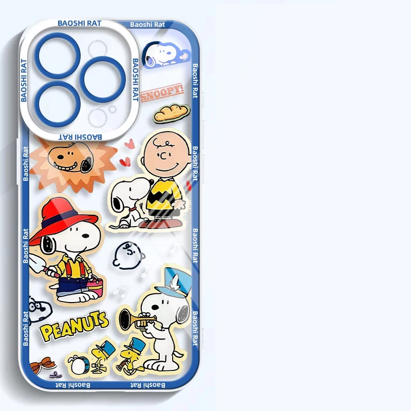 Preciosa funda de teléfono de dibujos animados de Snoopy de cabeza grande para IPhone 17 Air 17 Pro Max 16 15 14 13 12 11 Pro Max 16e Plus Y2K bonita funda transparente - imagen 4