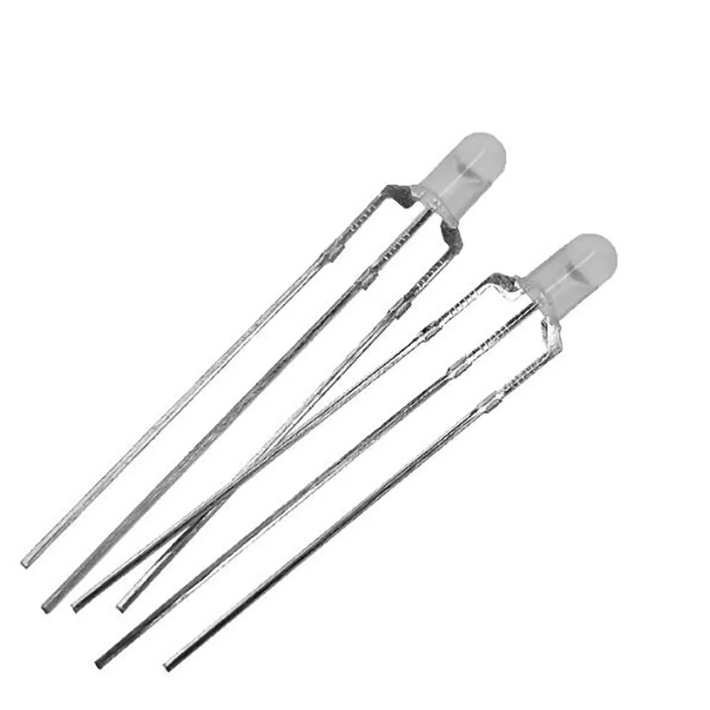 1000 Uds 3mm 5MM redondo transparente/niebla LED lámpara bicolor F3 ánodo común/cátodo LED 3 pines diodo emisor de luz rojo y amarillo azul y verde - imagen 2