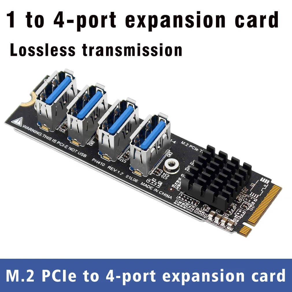Tarjetas de expansión M.2 M-Key Pcie M.2 a Pci-E X1 Adaptador de expansión de tarjeta gráfica USB3.0 de 4 puertos Adaptador ASM1184E M.2
