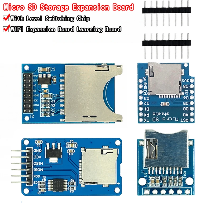 Placa de expansión de almacenamiento Micro SD D1 Mini módulo de tarjeta TF Mini tarjeta Micro SD TF módulo de protección de memoria con pines para Arduino ARM AVR