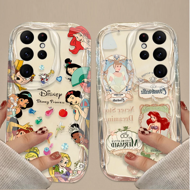 Funda Disney Princess Ariel 3D Wave para Samsung Galaxy S24 Ultra S23 S22 Plus S21 S20 FE A25 A55 A35 A15 A16 A05 A05S A06