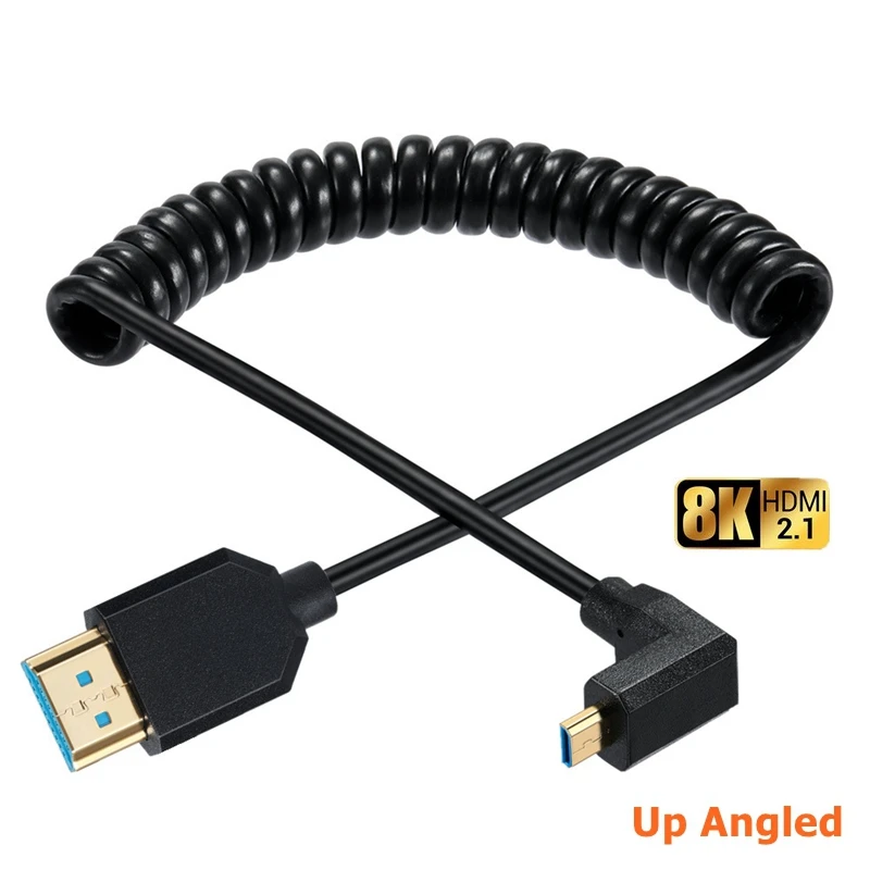 Cable adaptador 3D 8K 4k Spring Micro HDMI, convertidor de código HDMI chapado en oro para PC, LCD, XBox, tableta, Monitor de proyector - imagen 3