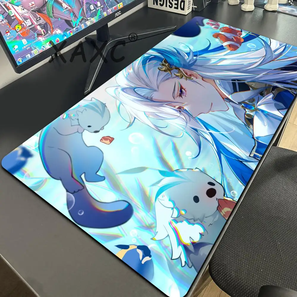 Alfombrilla de ratón Wriothesley Neuvillette Genshin Impact, alfombrilla grande XXL para ratón, acolchado para teclado de ordenador, accesorios para juegos de Anime, alfombrilla de escritorio - imagen 5