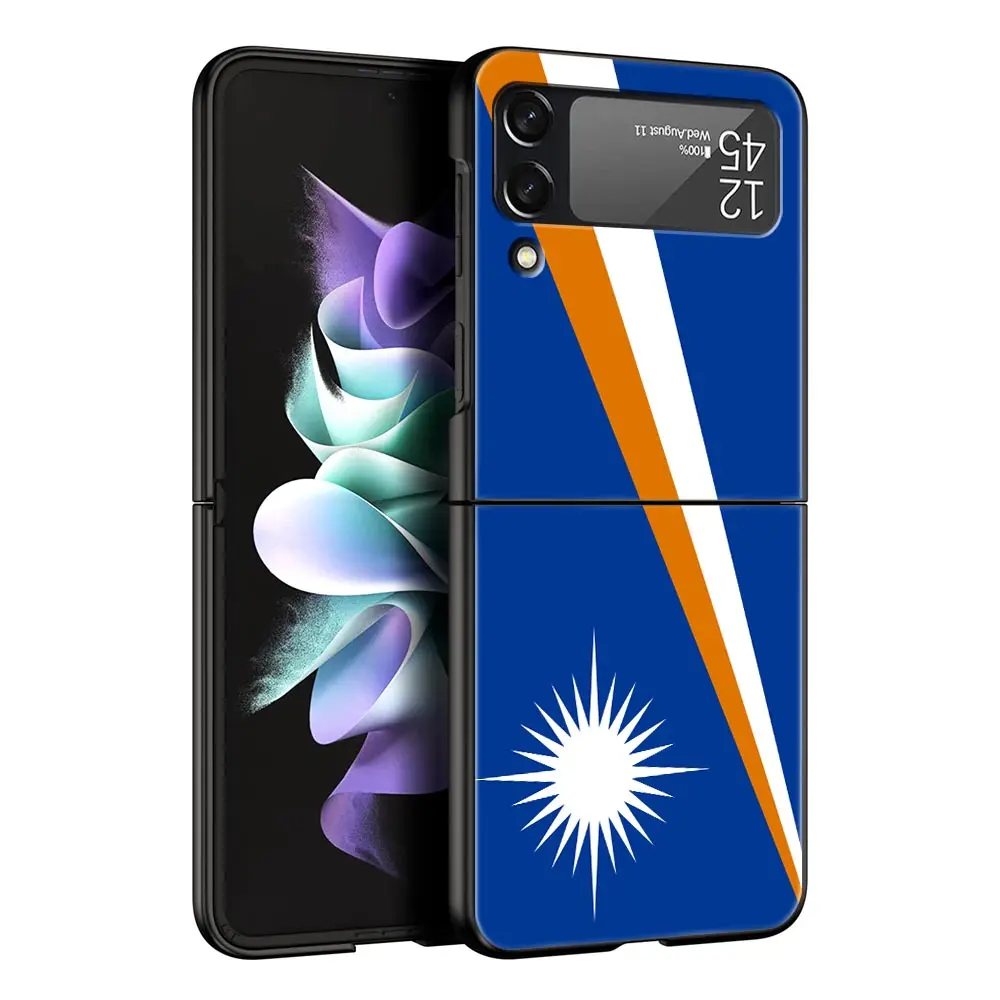 Funda de teléfono con bandera de las Islas Marshall para Samsung Galaxy Z Flip3 Flip4 Flip5, carcasa para Z Flip 3 4 5 6 7, funda trasera plegable dura - imagen 2