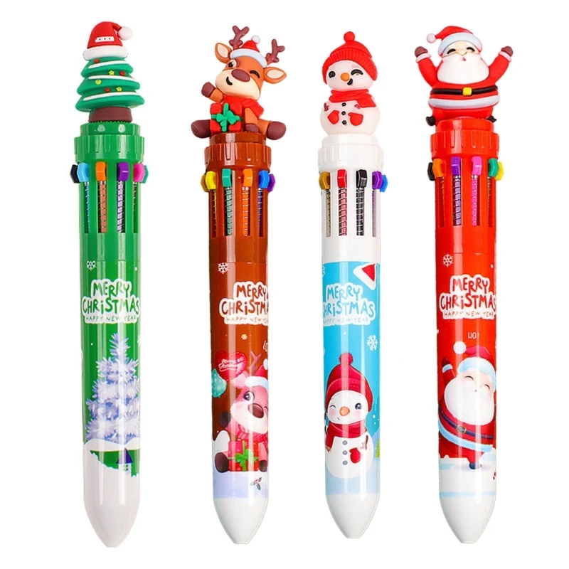 Bolígrafo navideño retráctil multicolor 10 colores en 1 para niños