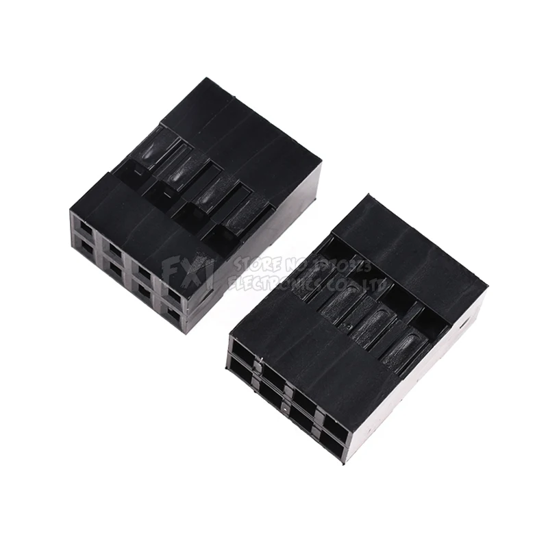 Carcasa de Cable de puente de plástico Dupont, Pin hembra, 2x4P, 8P, 2,54mm, 2x4P, 2x4P, 50 unidades por lote