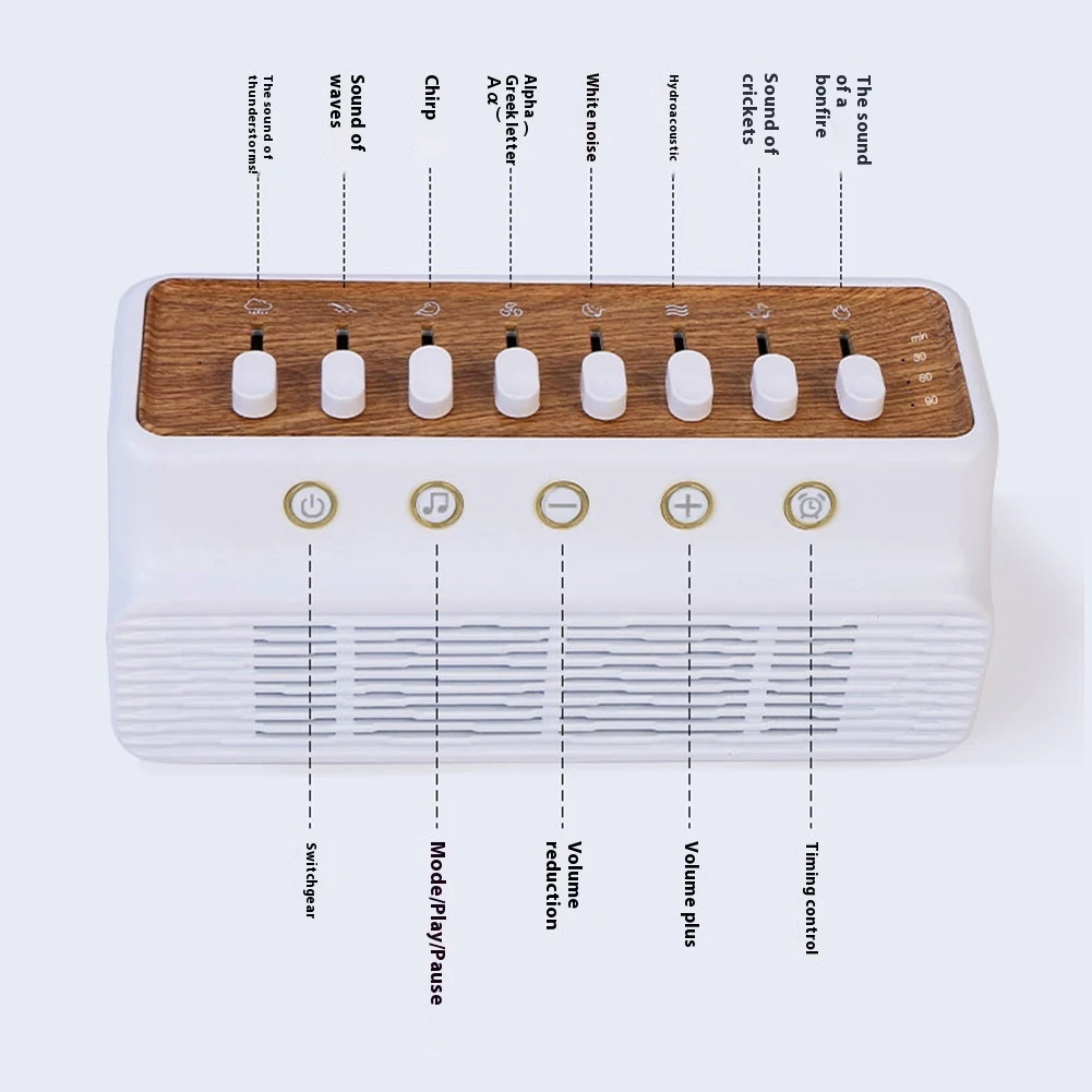 Máquina de sonido para dormir DIY con 8 sonidos naturales, Altavoz Bluetooth portátil tipo C, mezclador de sonidos naturales recargable, altavoz para el hogar - imagen 5