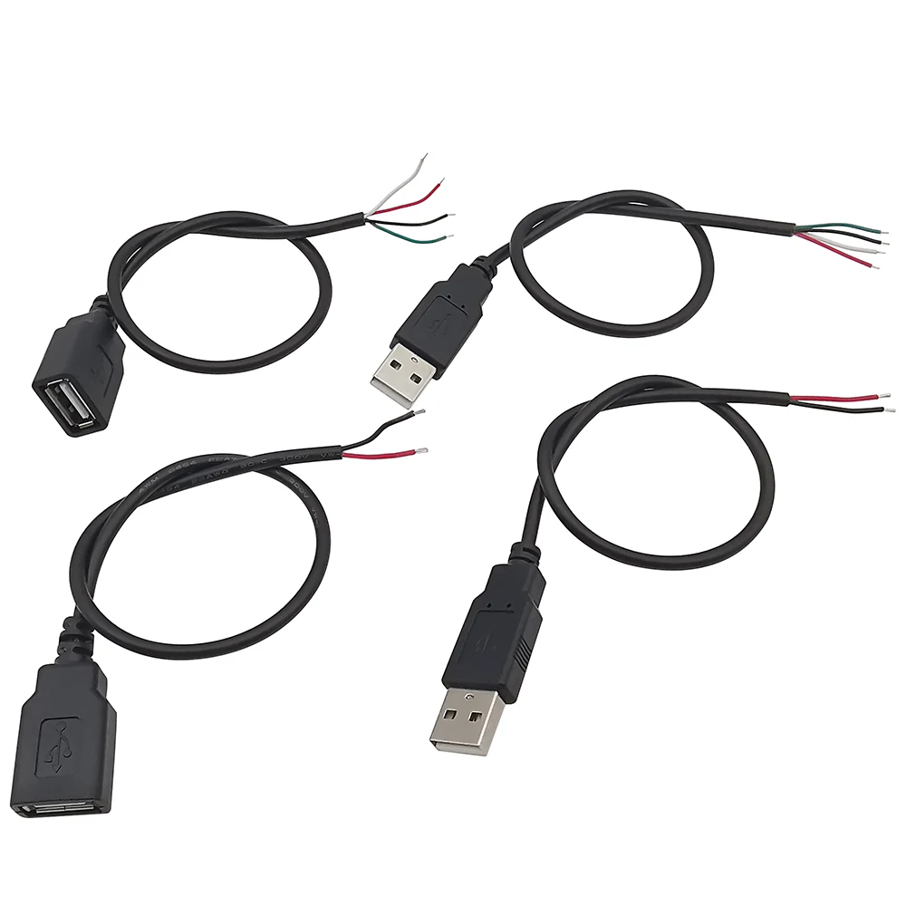 1 Uds. Cable de 2 pines y 4 pines 5V USB 2,0 tipo A enchufe macho hembra Cable de alimentación conector de carga Cable de extensión DIY 0,3 m 1m 2m - imagen 2