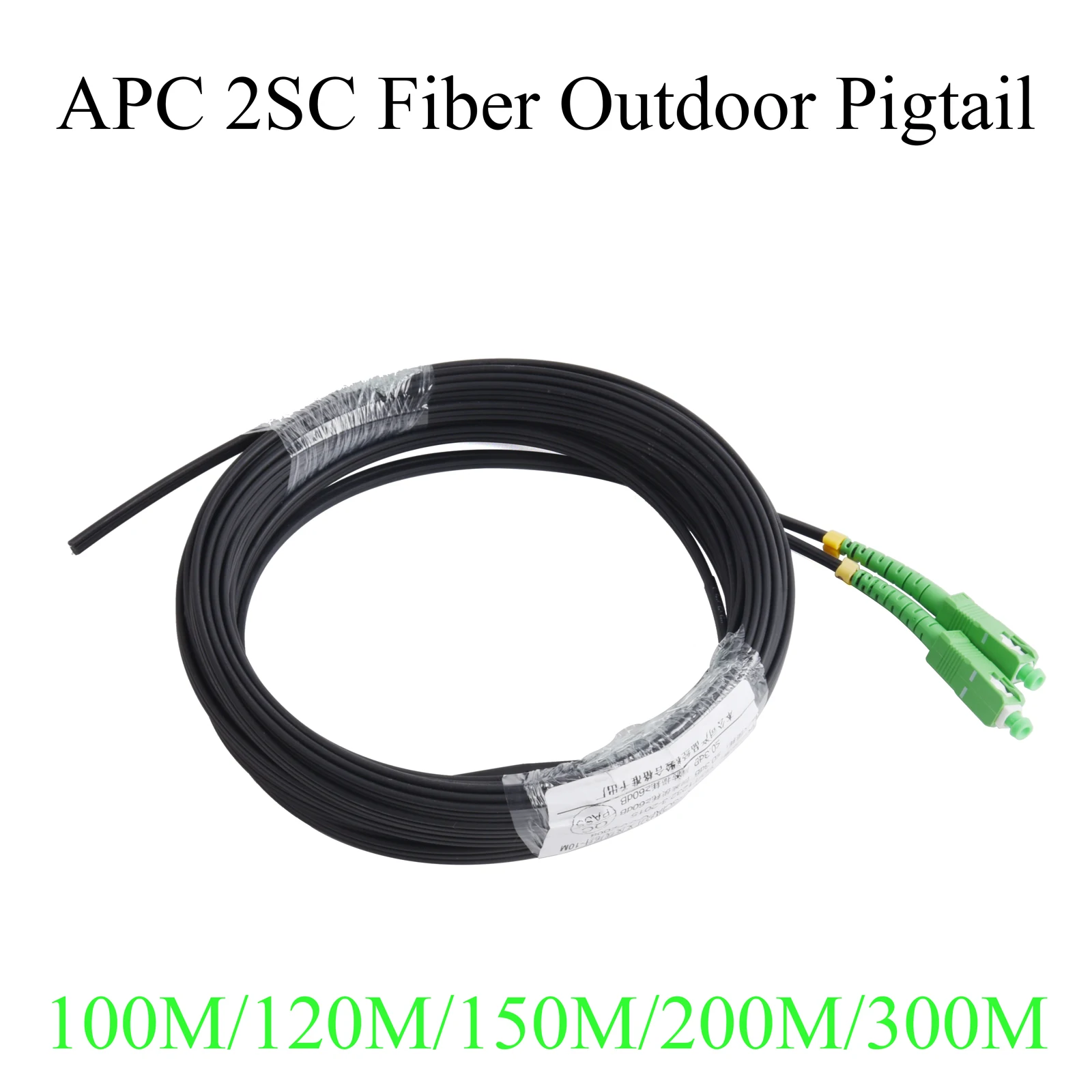 Cable óptico de 2 núcleos para exteriores, Cable de conexión Simplex monomodo de fibra óptica APC 2SC, 120M/150M/200M/300M