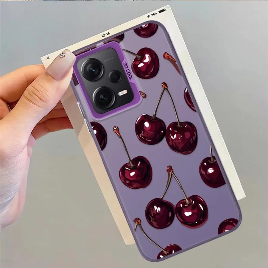 Funda trasera de teléfono para Xiaomi Mi 11 Lite 13T 12T Pro patrón de cereza de dibujos animados - imagen 2