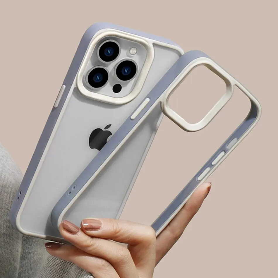 Funda transparente de lujo con marco de caramelo para Apple iPhone 15, 14, 13, 12, 11 Pro Max, parachoques a prueba de golpes, cubierta trasera transparente, accesorios para teléfono