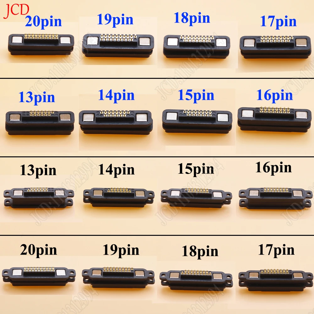 Pogopin macho y hembra resistente al agua, conector magnético con resorte, cuadrado con agujeros de tornillo Pogo, 13/14/15/16/17/18/19/20 pines - imagen 3