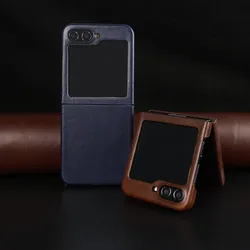 Para Samsung Galaxy Z Flip 6 funda Premium fundas de cuero genuino Z FLip7 Vintag patrón de cera de aceite carcasa de teléfono protección Coque