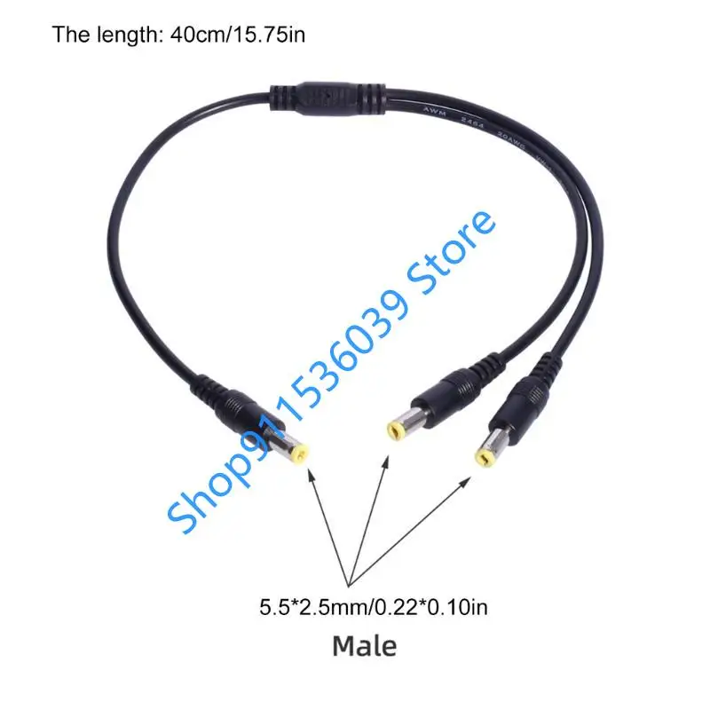 DC Power 1 macho a 2 vías adaptador divisor conector Cable 5,5mm * 2,5mm para cámara CCTV LED enrutadores de luz de tira - imagen 5