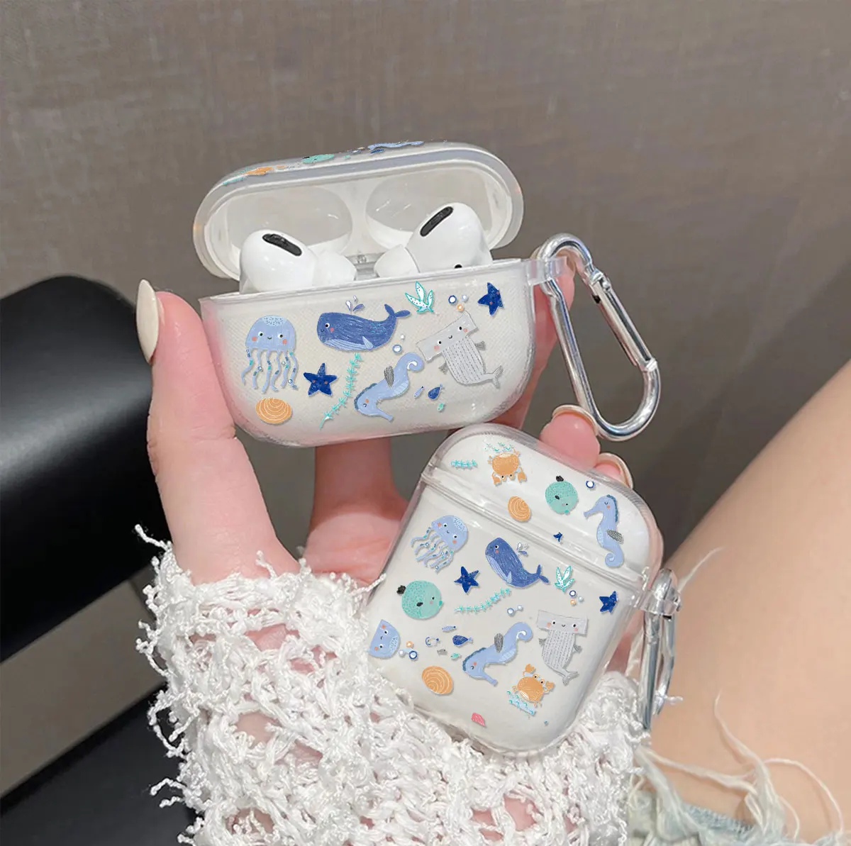 Funda para auriculares con tema marino, funda de silicona suave para Airpods Pro 3 con patrón oceánico, protección duradera para Airpods 4 3 2 - imagen 2