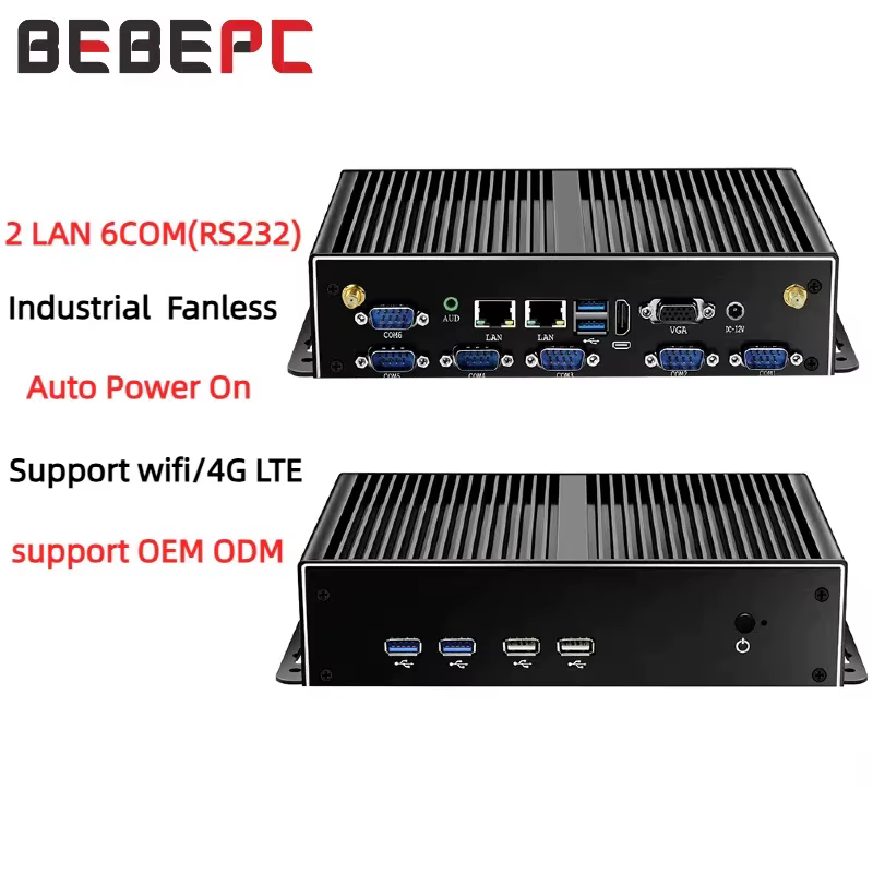 Mini PC Industrial sin ventilador con LAN dual y RS232/RS485