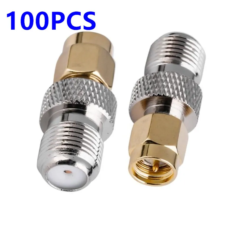 Adaptador Coaxial tipo F a SMA macho, conector Coaxial, 100 piezas
