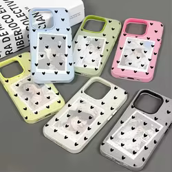 Funda de teléfono de caramelo mate con lunares y corazón negro para OPPO A5 Pro Reno 14 13 12 11 10 Pro 14F 13f 12f A60 A5 A79 Find X8PRO