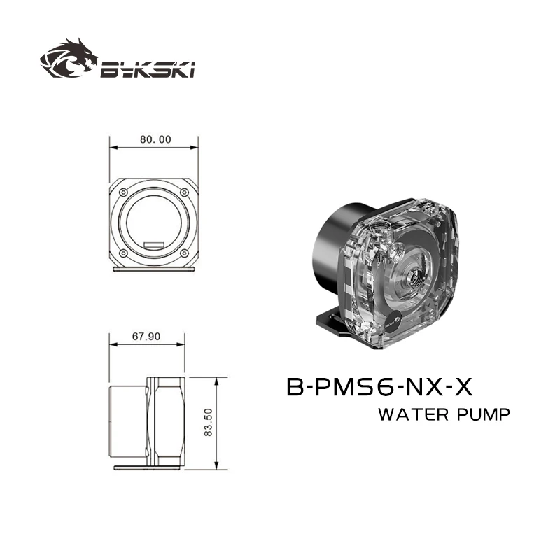 Bykski B-PMS6-NX-X PWM Bomba de control de velocidad automática Sistema de enfriamiento por agua Flujo máximo 720L/H Compatible Bomba D5 Cubierta negra - imagen 2