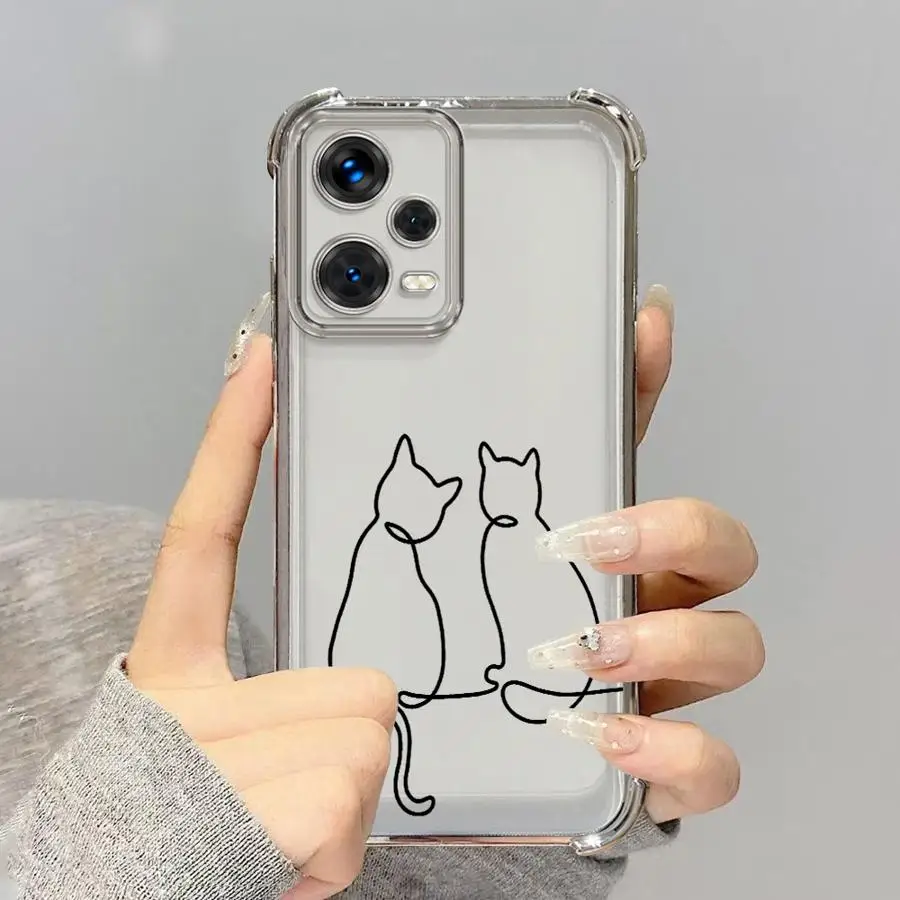 Funda de teléfono transparente con diseño de gato de dibujos animados para Xiaomi Redmi A5 13C K80 Pro A3X A3 K80 5G 14C - imagen 3