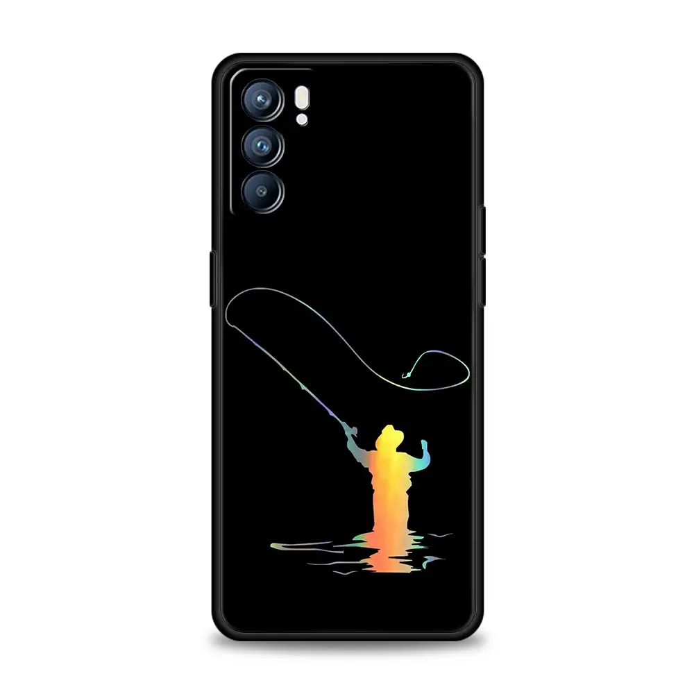 Funda de teléfono con latido del corazón de pesca para Oppo Reno14 Reno13 Reno12 11 F 10 Find X5 X9 Pro A54 5G A53 A52 A9 A74 A78 4G A79 A80 A98 - imagen 3