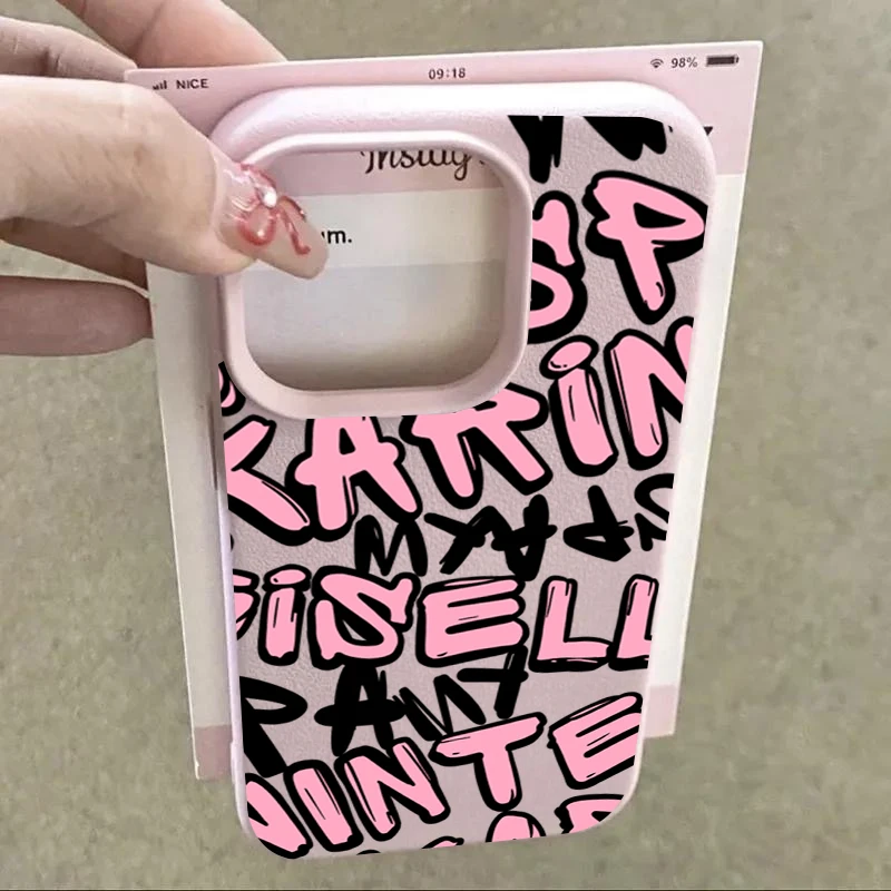 Funda de teléfono con patrón de silicona Lichee con letras artísticas para Xiaomi 15T 14T 13T 12T 15 14 13 12 Pro POCO X7 X6 X5 F5 F7 Pro - imagen 3