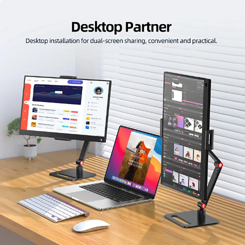 Soporte de Monitor portátil para pantalla de 12-17,3 pulgadas, abrazadera de escritorio expandible ajustable, sin perforación, Vesa, teléfono, portátil, juegos - imagen 3