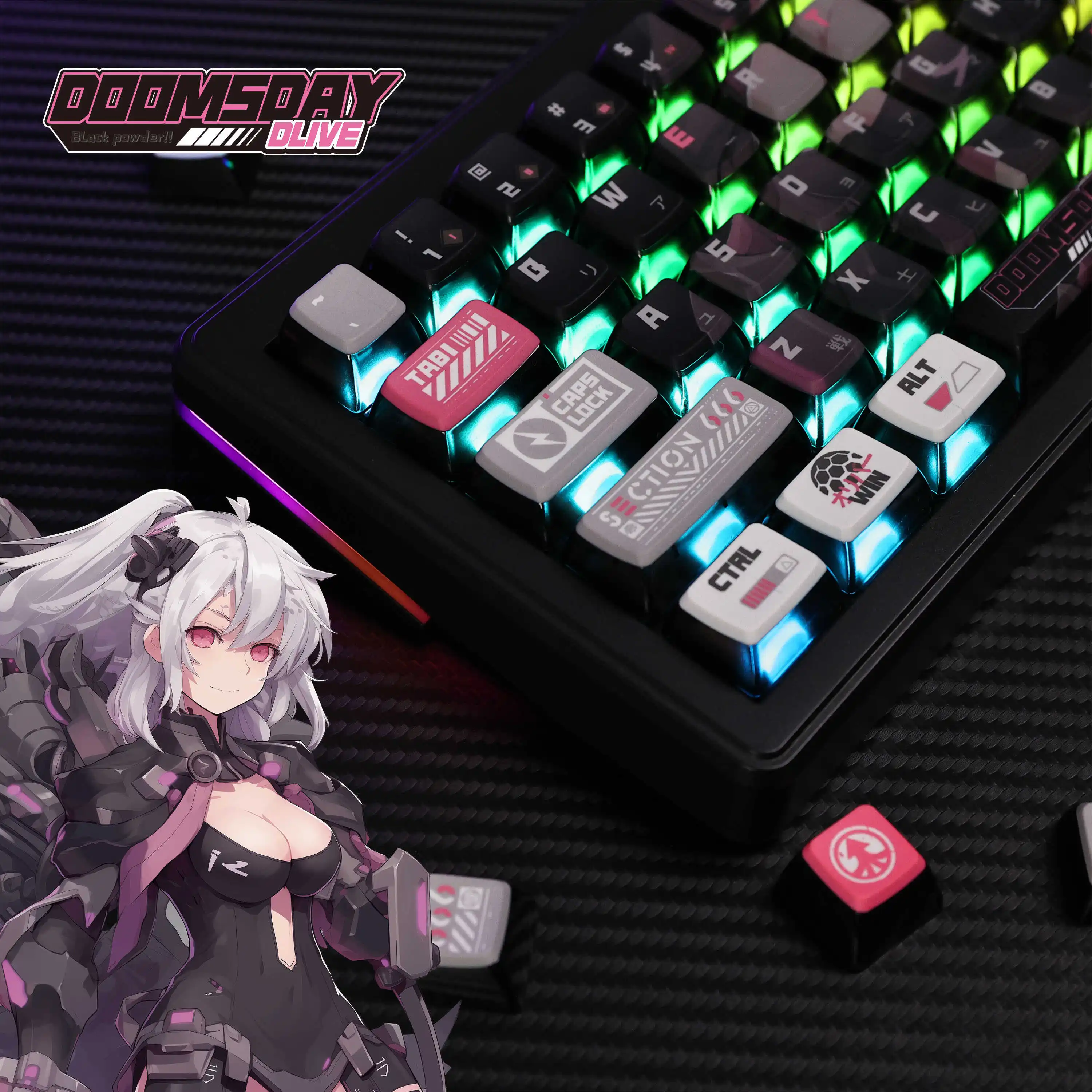 Teclas de Anime Dlive de 117 teclas, teclas de perfil ASA, teclas retroiluminadas PBT Dye-Sub, teclas de dibujos animados para teclado ANSI 61 68 87 104 108 - imagen 2