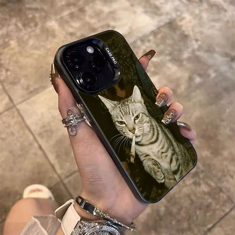 Funda de teléfono negra con gato fumar para Xiaomi Redmi Note 14 Pro Plus 5G 14 13 12 11 10 Redmi 13 12 15C 14C 13C cubierta de parachoques a prueba de golpes - imagen 3