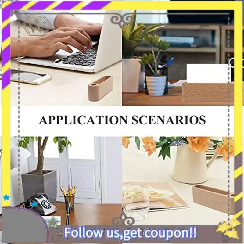 Nuevo Soporte de almacenamiento de escritorio, tarjetero de madera de haya y nogal, estuche para tarjetas de visita con portalápices - imagen 4