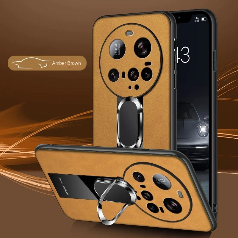 Nueva funda de teléfono con soporte de adsorción magnética para xiaomi 15 ultra fibra piel de oveja anticaída para xiaomi 15 ultra funda protectora - imagen 2