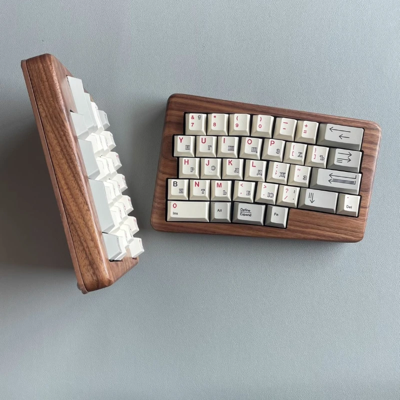 Teclado mecánico dividido personalizado North American Black Walnut 2,4G inalámbrico mano izquierda y derecha HHKB con Vial teclado de juego regalo - imagen 5