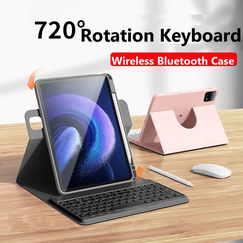 Funda con teclado y ratón Bluetooth para Huawei Matepad SE 11 2024 AGS6-W09 Funda con portalápices Funda de cuero TPU