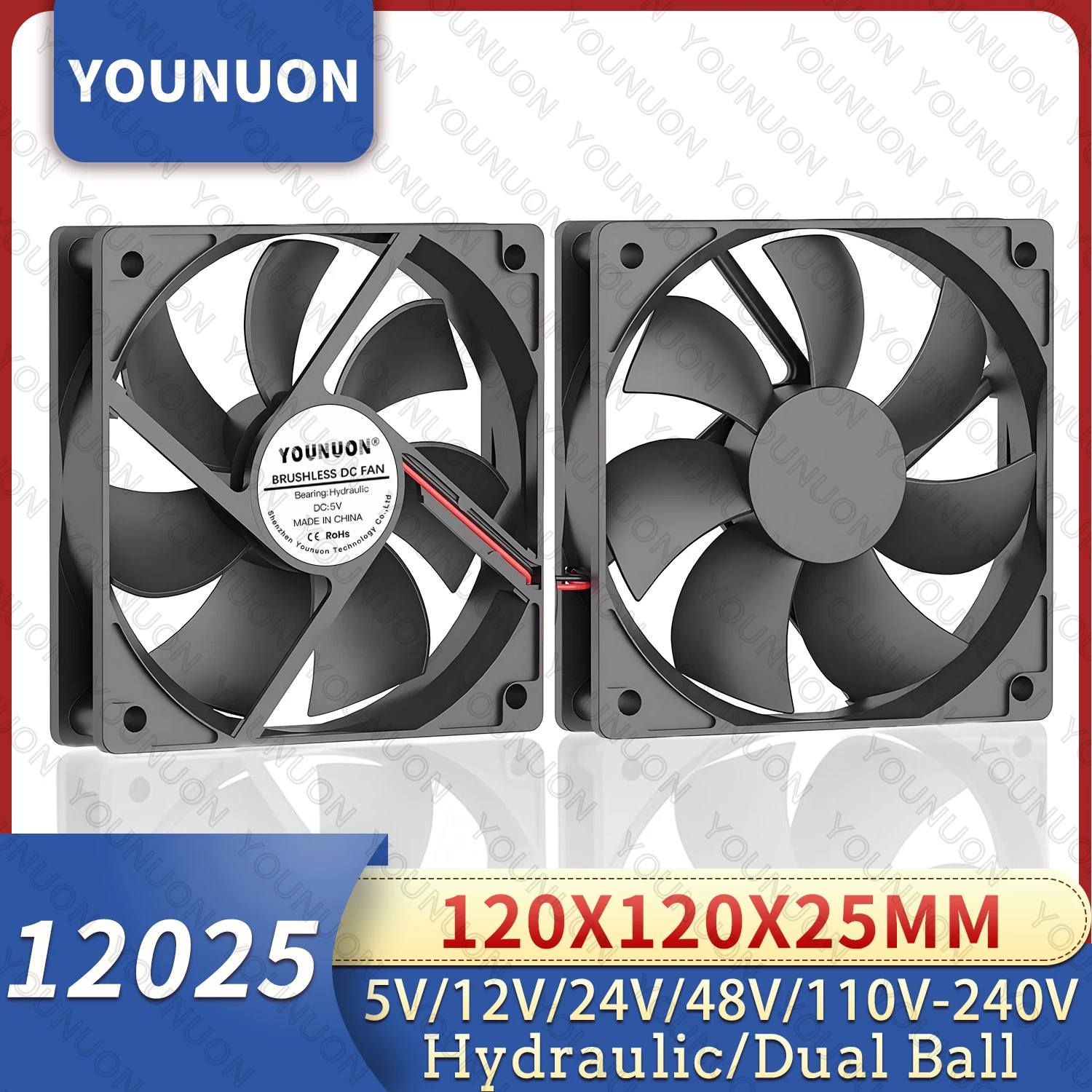 120mm 12cm 12025 ventilador 5V 12V 24V 120mm * 120mm * 25mm ventilador DC ventilador de refrigeración sin escobillas 120x120x25mm USB 2PIN PC caja de ordenador refrigerador - imagen 2
